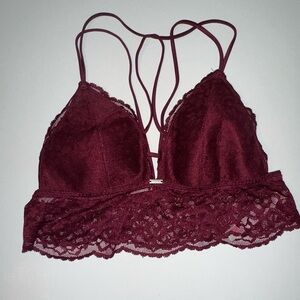 PINK Victoria's Secret Burgundy Red Lace Bralette Medium